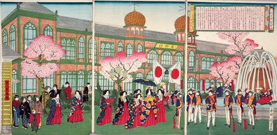 1881年3月1日至6月30日在东京举行的第二届工业展开幕式（彩色木版画） 作者 国松